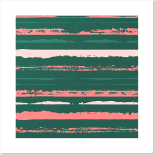 Pink and Teal Summer Stripes Posters and Art